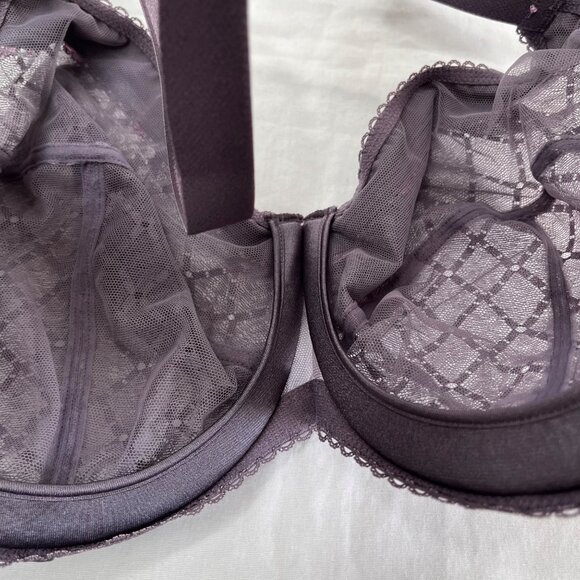 Glamorise Womens Purple Full Figure Wonderwire Lace Bra 48C style 9845 - Picture 7 of 9